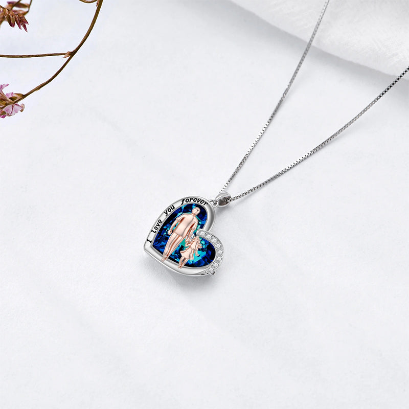 Pre-sale>>Father and Daughter Necklace Blue Heart Crystal Necklace