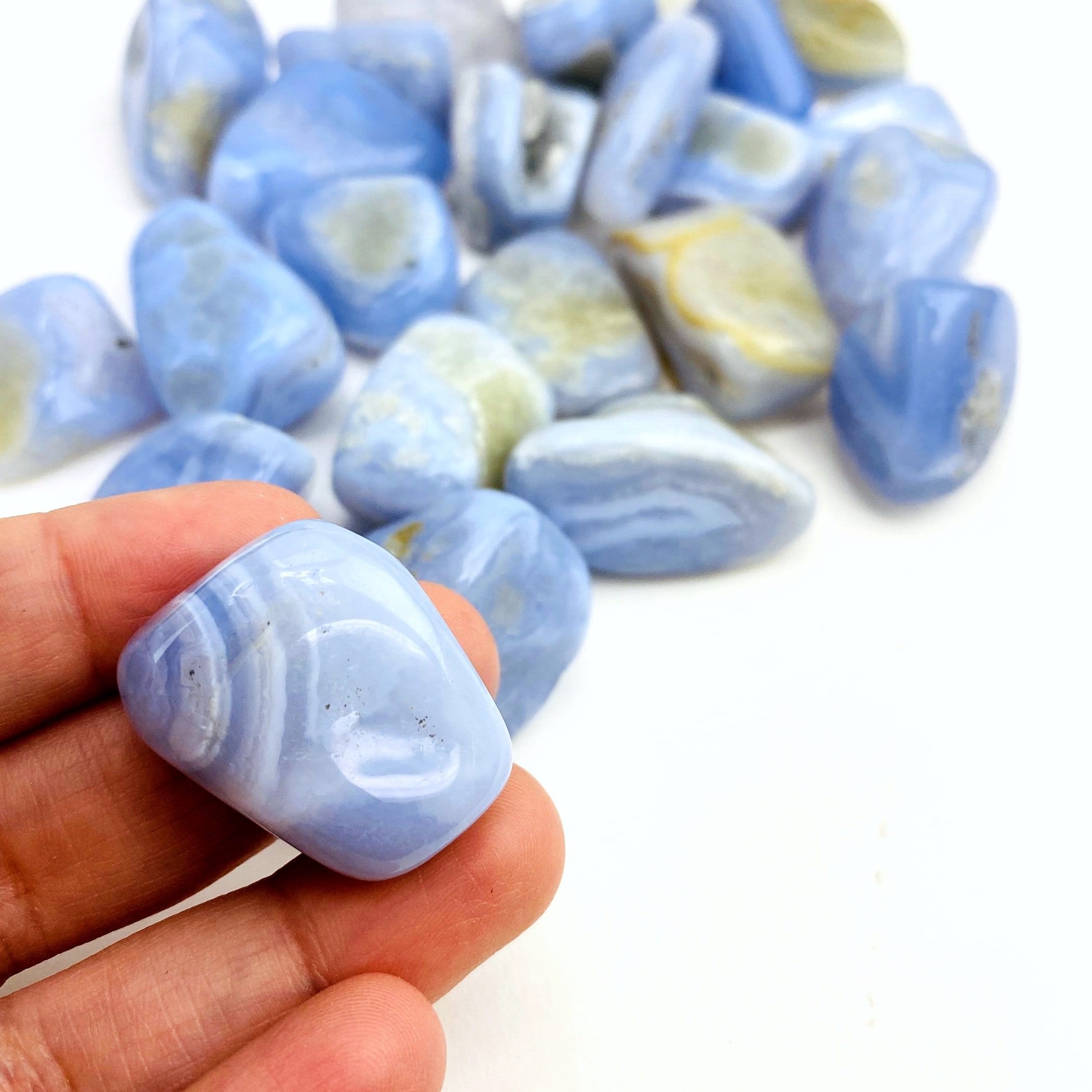 Blue Lace Agate Medium Tumbled Stones - 1/2 lb or 1 lb (TS-177)