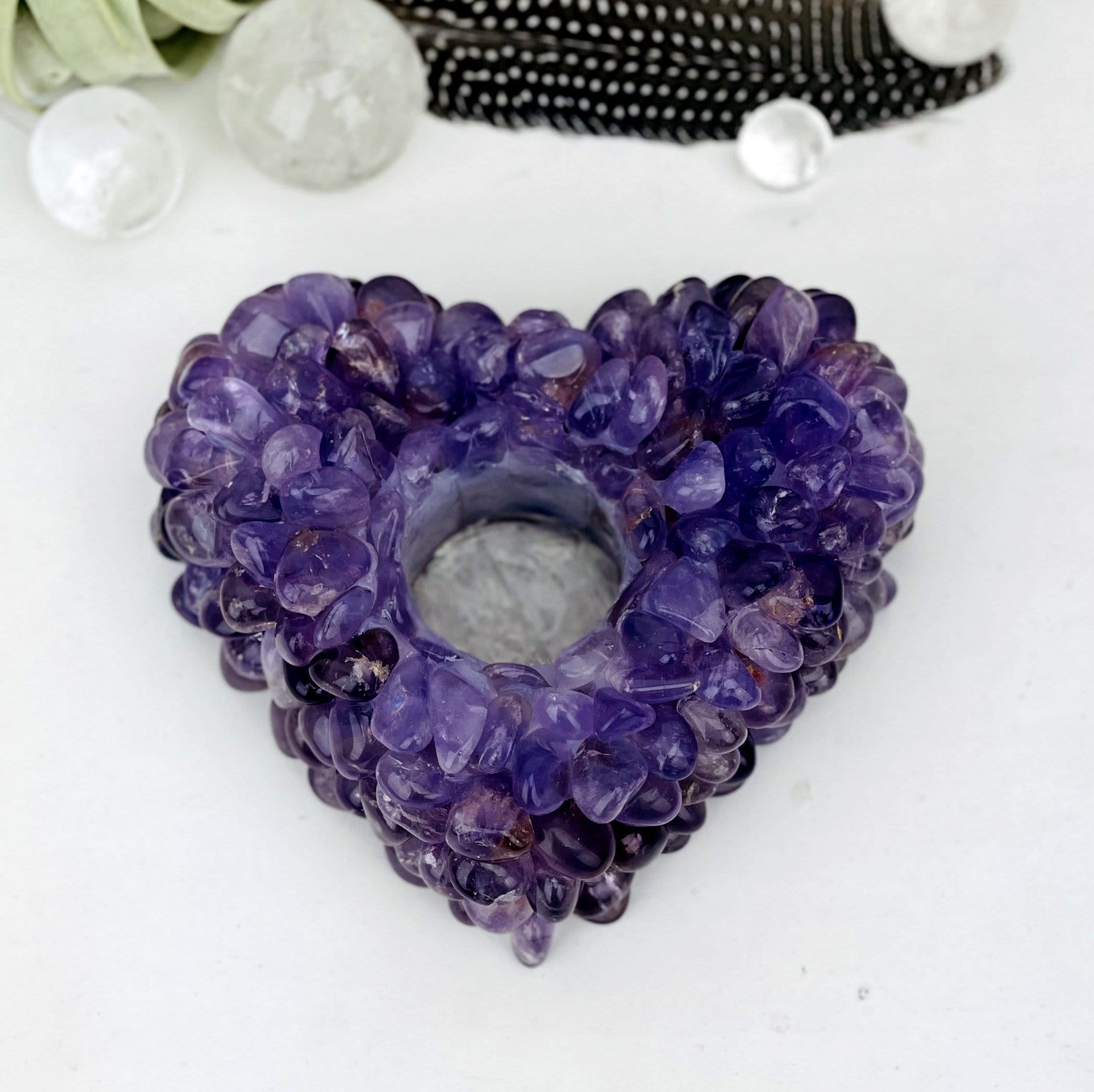 Heart Candle Holder Tumbled Stones - (RK6A)