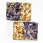 Amethyst and Citrine (Golden Amethyst) Crystal Pieces Window Box