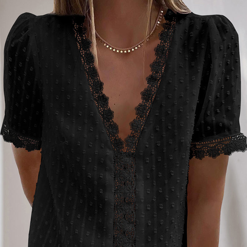 Sexy Lace V Neck Top