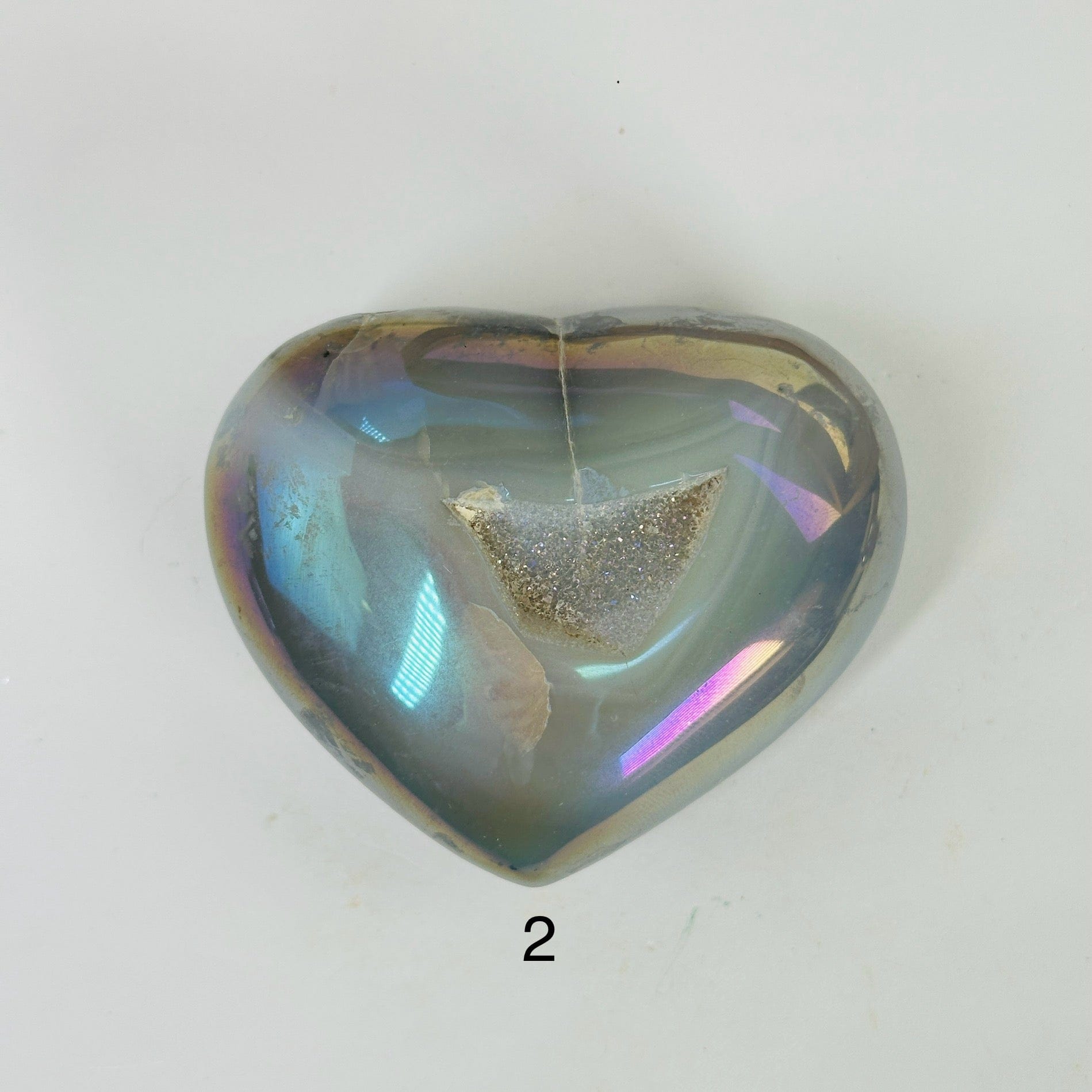 Angel Aura Agate Crystal Puffy Heart YOU CHOOSE