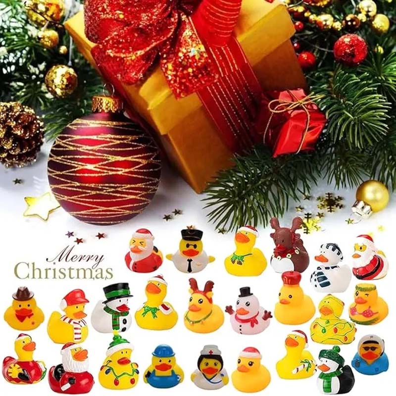 24 Pcs Christmas Rubber Ducks Advent Calendar