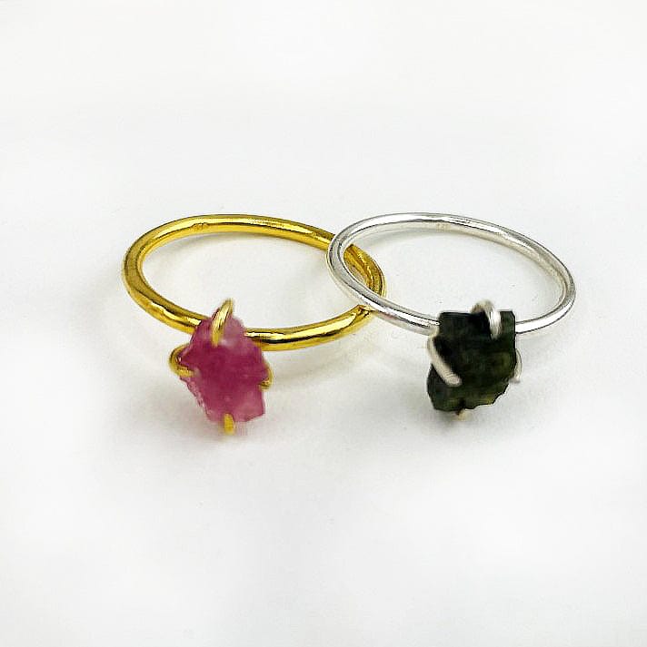 Gemstone Ring ~ Watermelon Tourmaline Stone ~ Choose Gold or Silver (S14B14)