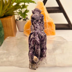 Chevron Amethyst Jaguar Statue - Carved Crystal Wildcat with Base - OOAK