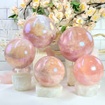 Angel Aura Rose Quartz Large Crystal Sphere - You Choose