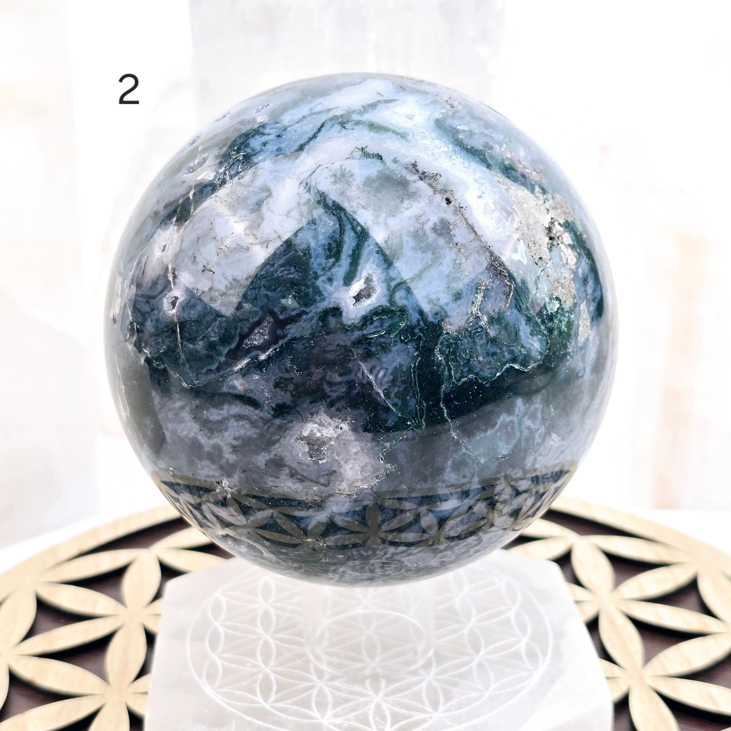 Moss Agate Large Crystal Spheres - You Choose