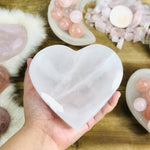 Selenite Crystal Heart or Moon Bowl - Reiki Charging Bowl