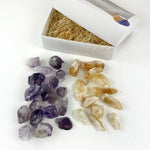 Amethyst and Citrine (Golden Amethyst) Crystal Pieces Window Box