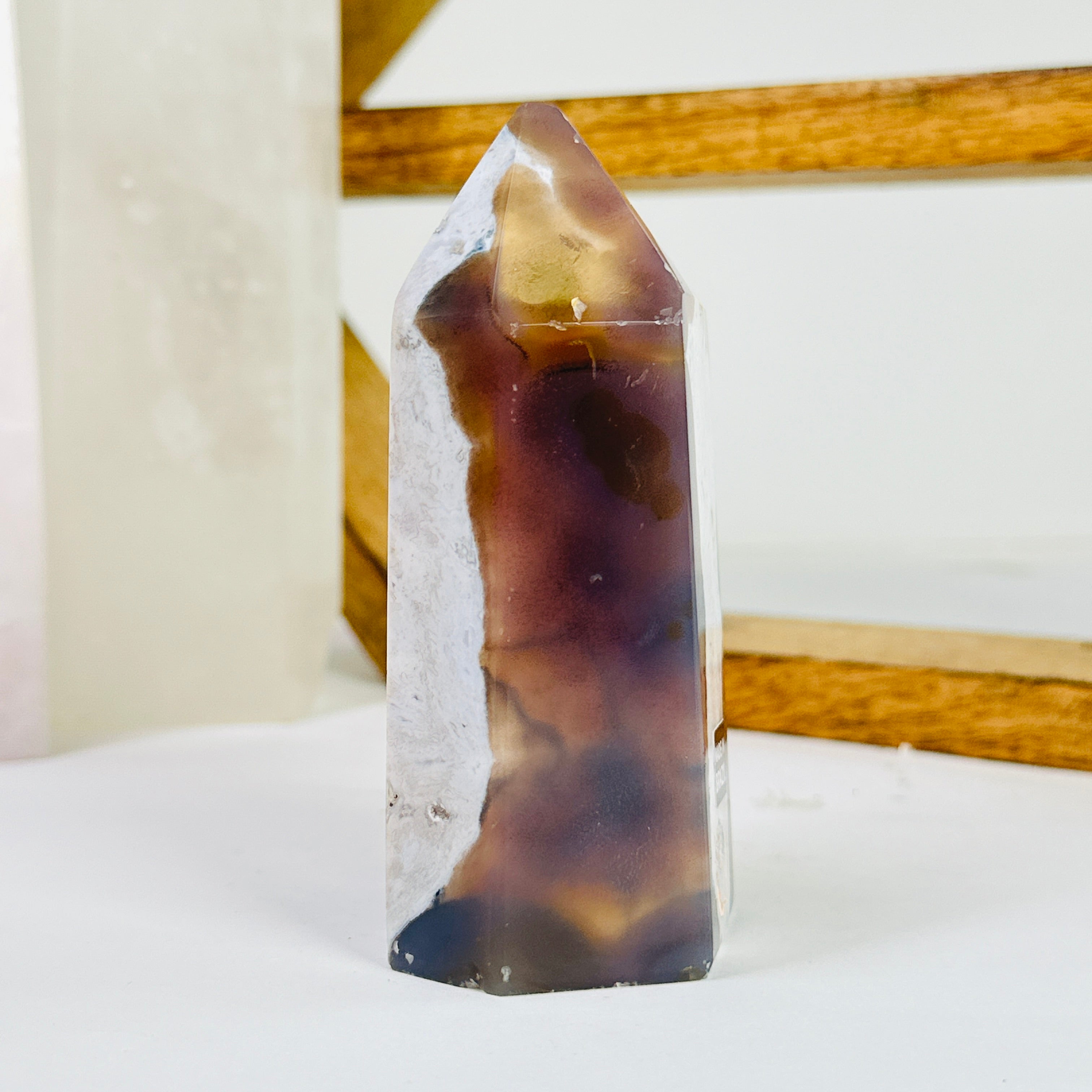 Agate Amethyst Polished Crystal Point One-of-a-Kind #2