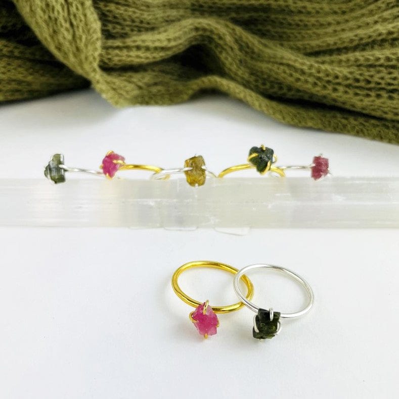 Gemstone Ring ~ Watermelon Tourmaline Stone ~ Choose Gold or Silver (S14B14)