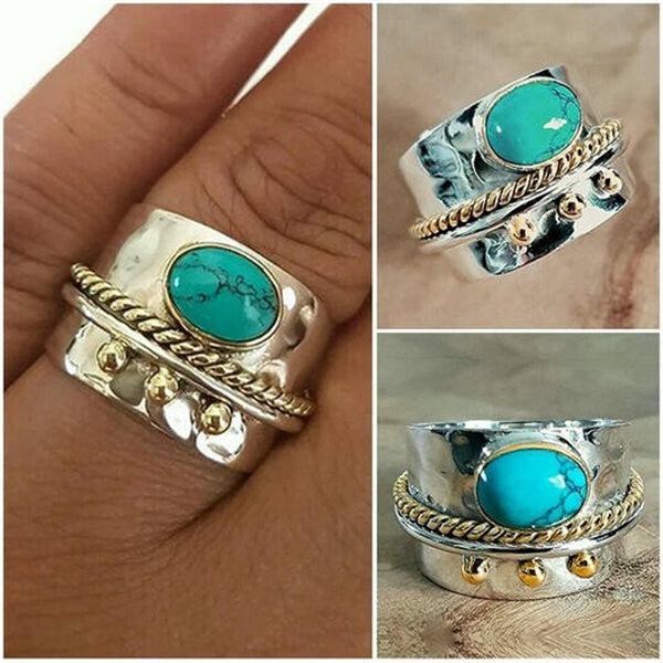 Sterling Silver Turquoise Wide Band Ring