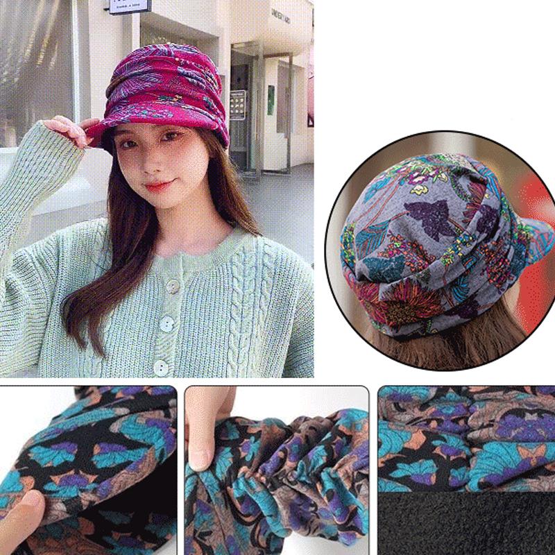 Floral Pleated Short Brim Cap