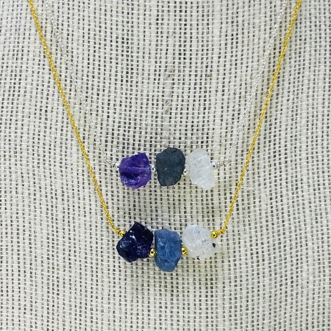 Chakra 3 Stone Necklace - Choose Gold or Silver Adjustable Length