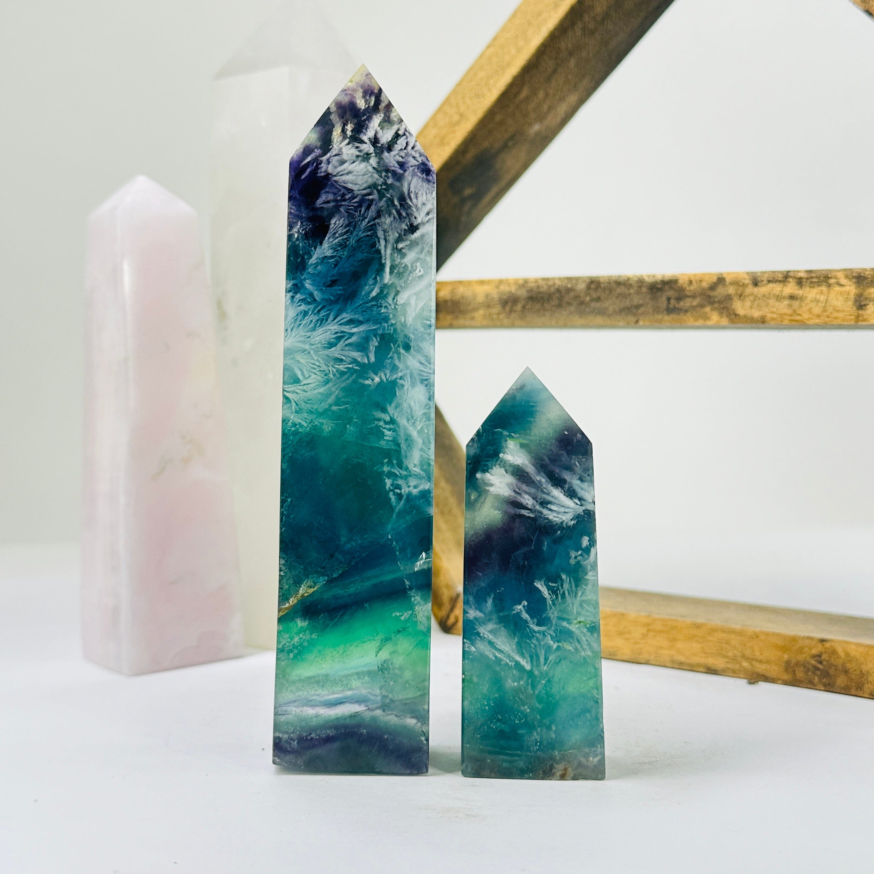 Feather Fluorite Crystal Tower Polished Point AS IS YOU CHOOSE