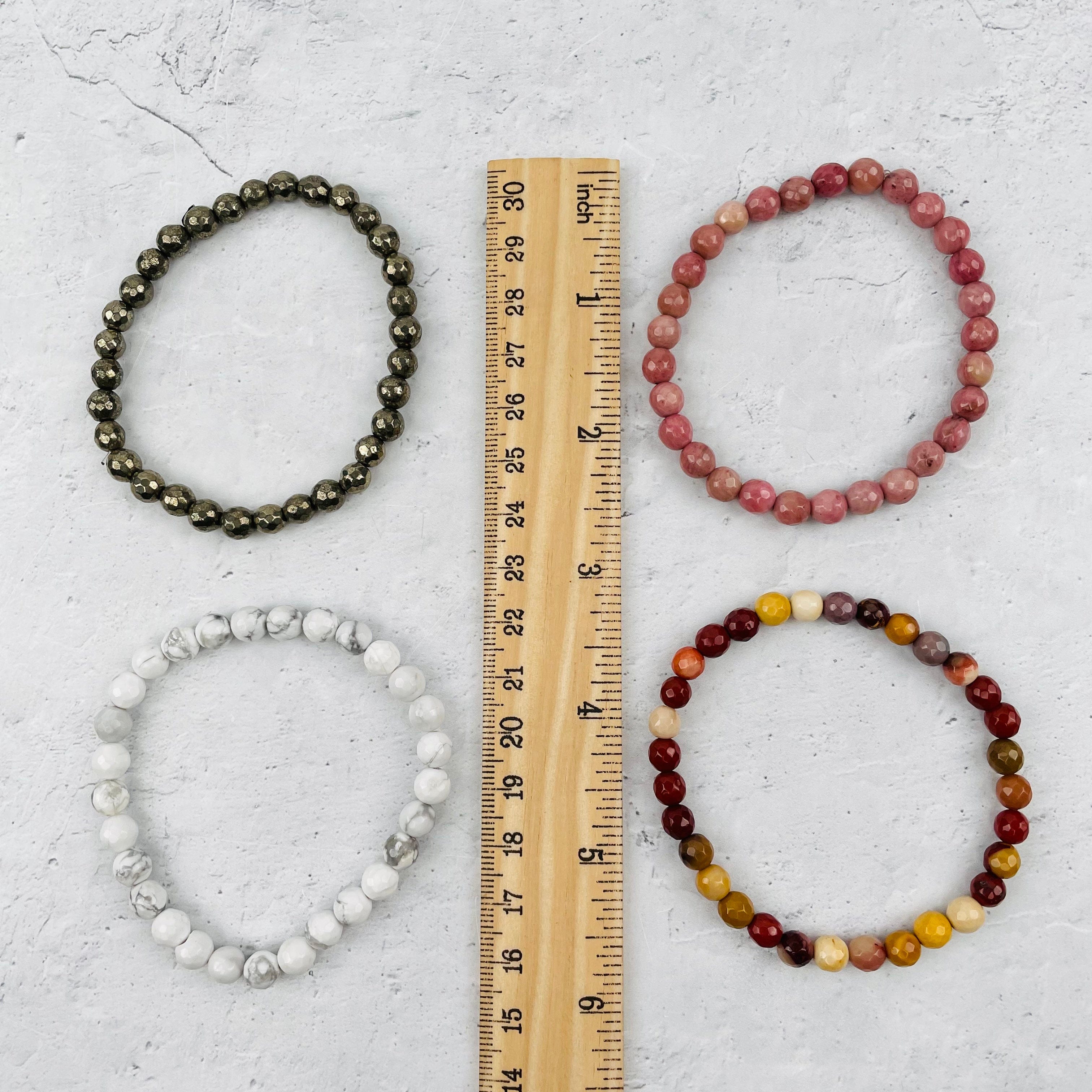 Gemstone Round Bead Faceted Bracelets (6mm)