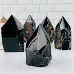 Black Obsidian Crystal Semi Polished Points - By Weight -