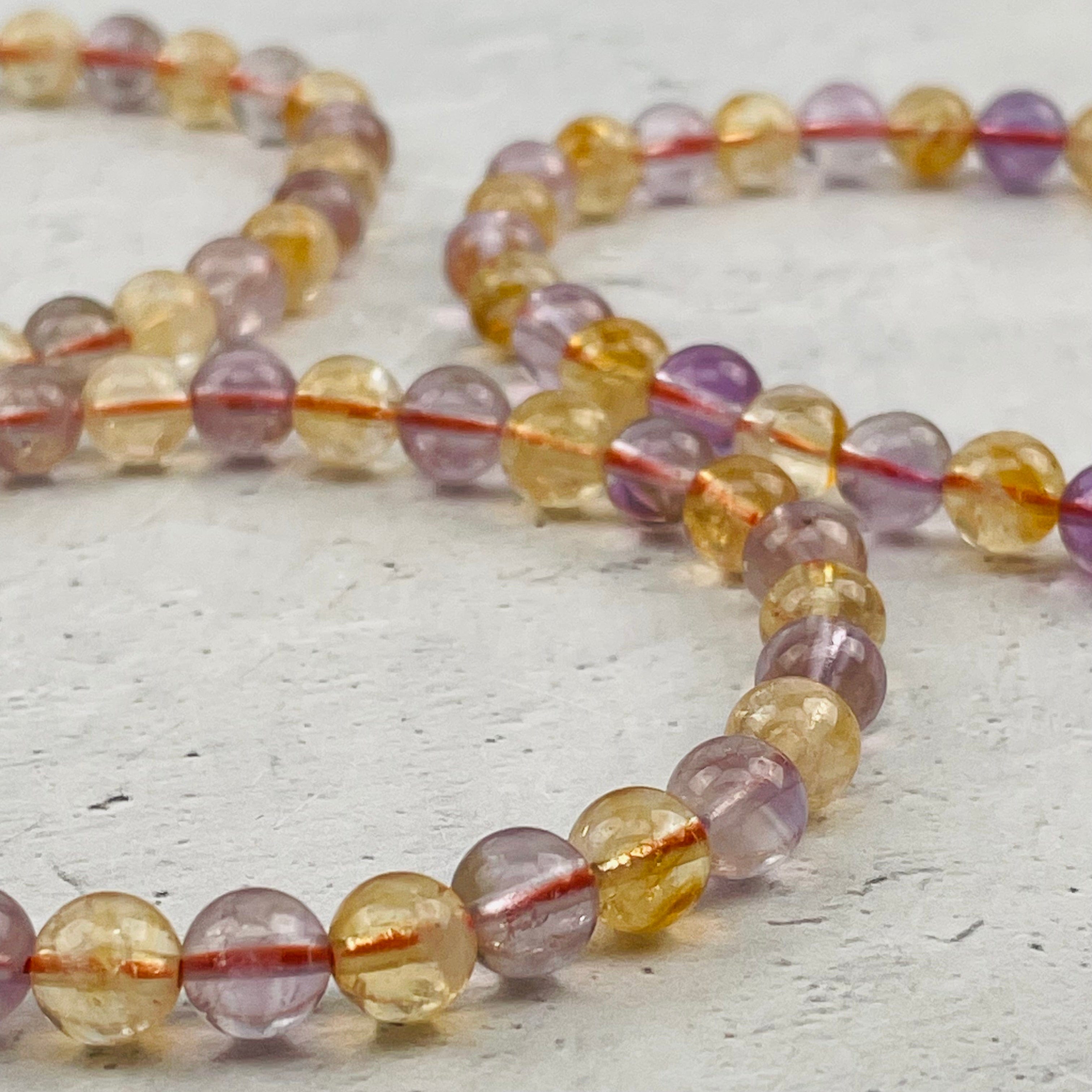 Amethyst and Citrine (heat treated) Round Bead Bracelets - 6mm High Quality