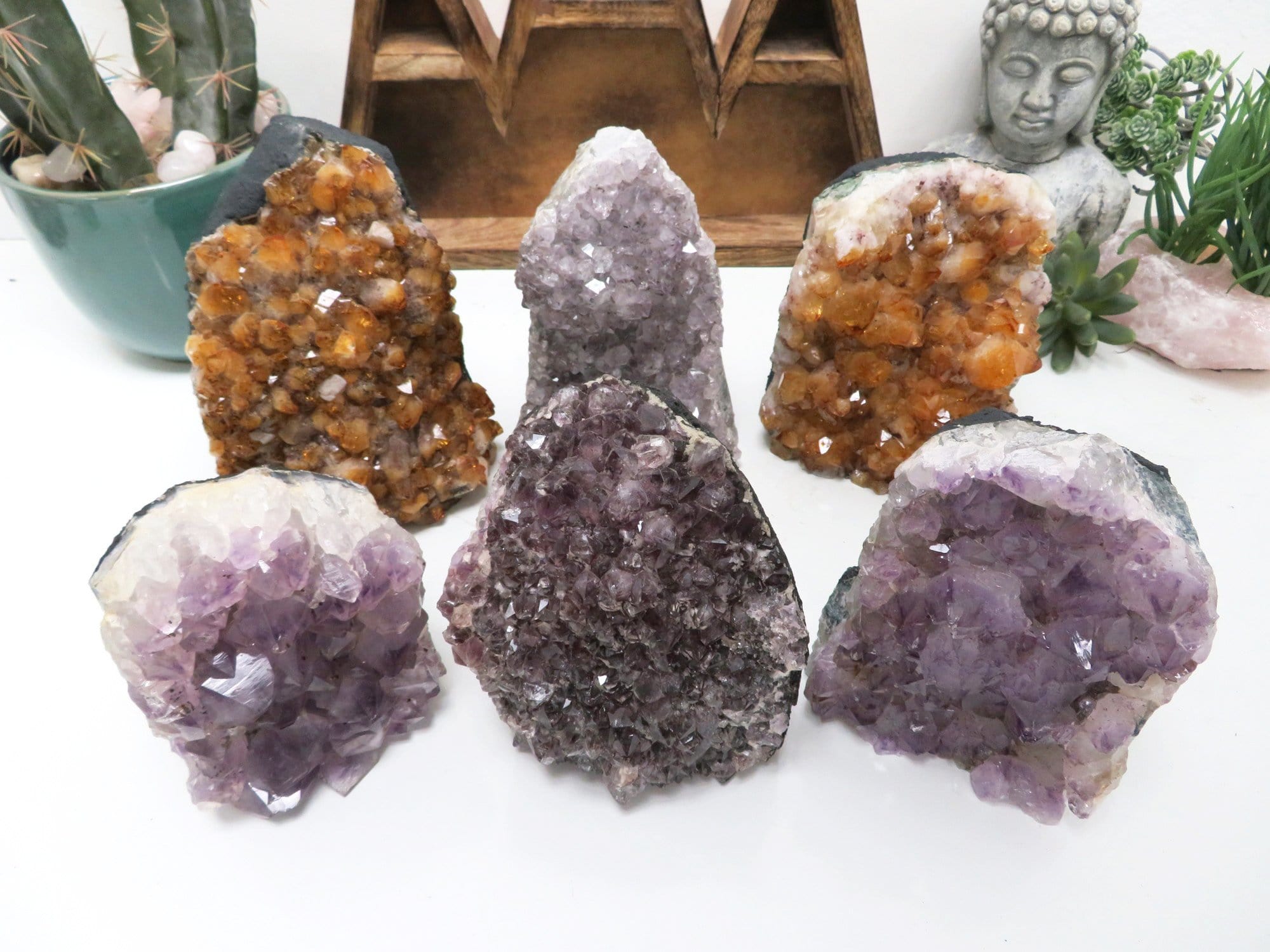 Amethyst and Citrine Cluster Geode Cut Base - Secret Money Holder (RK2)