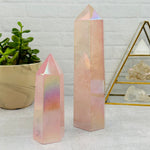 Angel Aura Rose Quartz Crystal Polished Tower - By Weight -