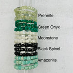 Gemstone Crystal Stretch Bracelets - 6mm-8mm - Faceted Cube High Quality