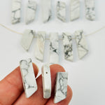 White Howlite Polished Long Beads - Top Side Drilled - 5pcs -