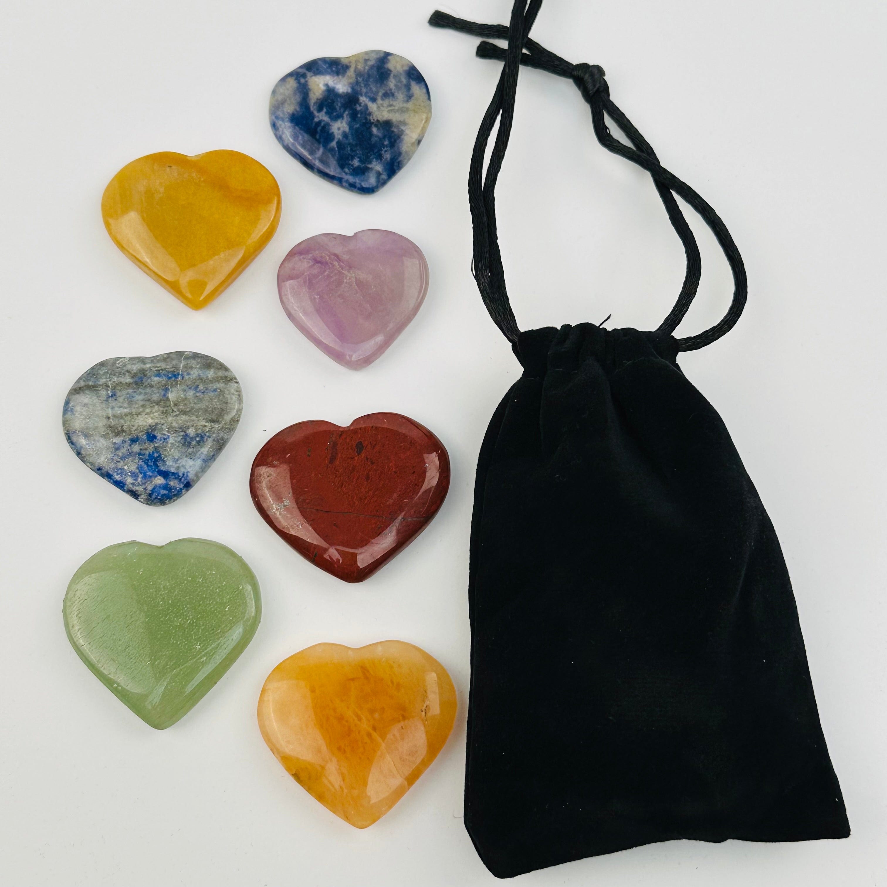 Chakra Stones - Heart Shaped Chakra Stone - Chakra Heart Set - (RK8B15)