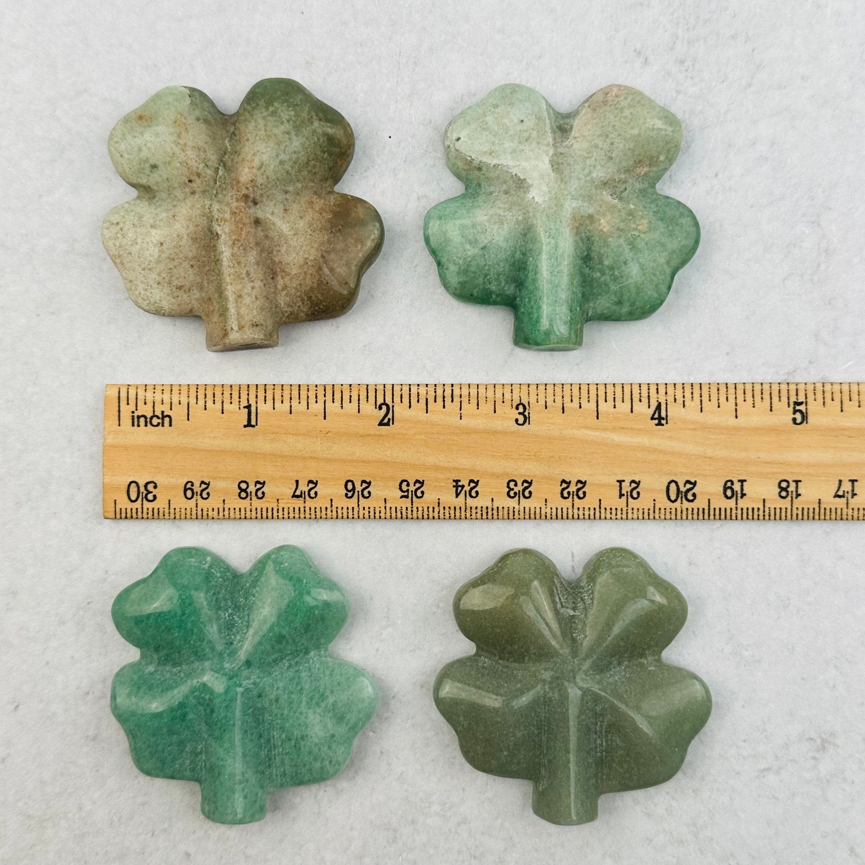 Green Aventurine Carved Gemstone Clovers Lucky