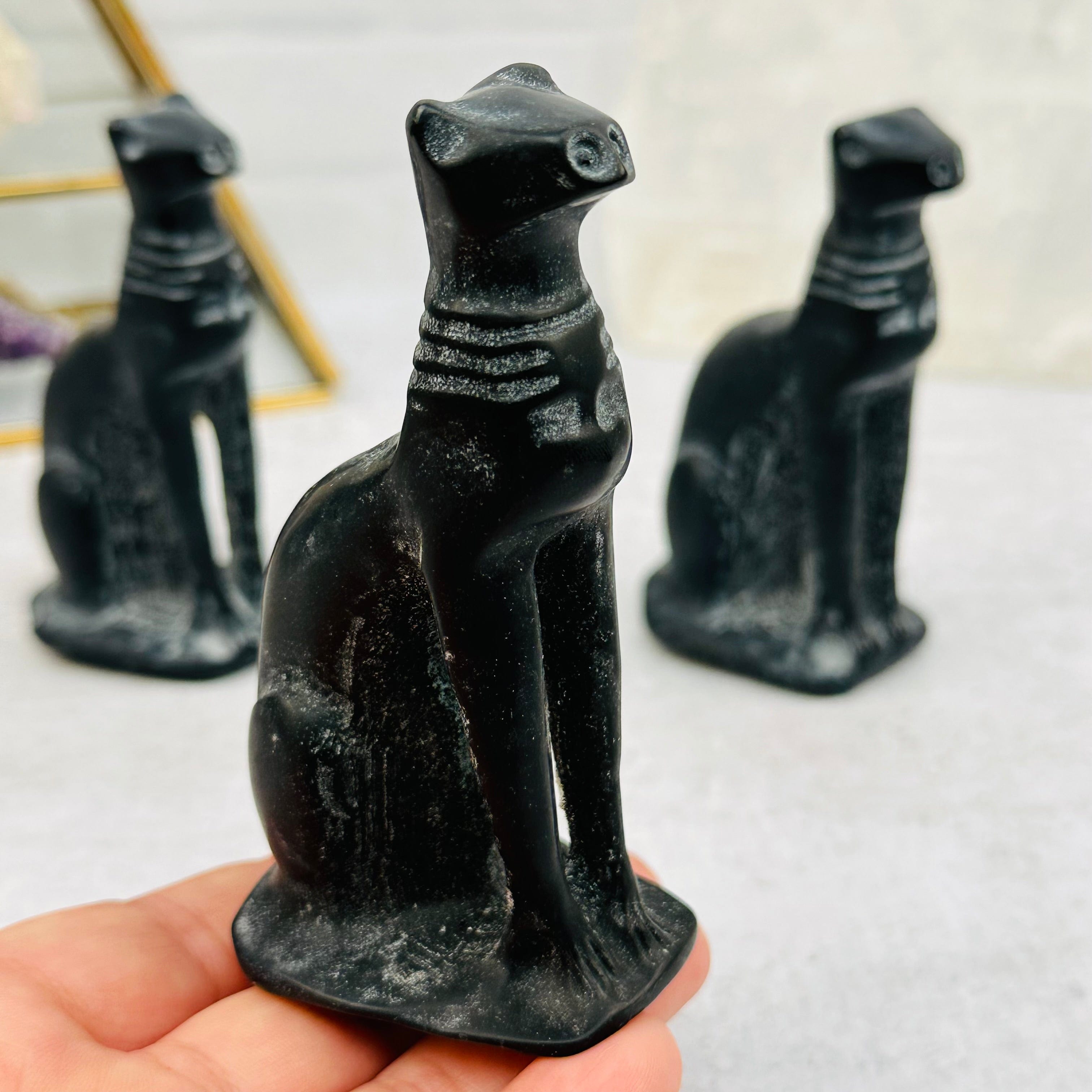 Black Obsidian Crystal Cat - Sophisticated Feline