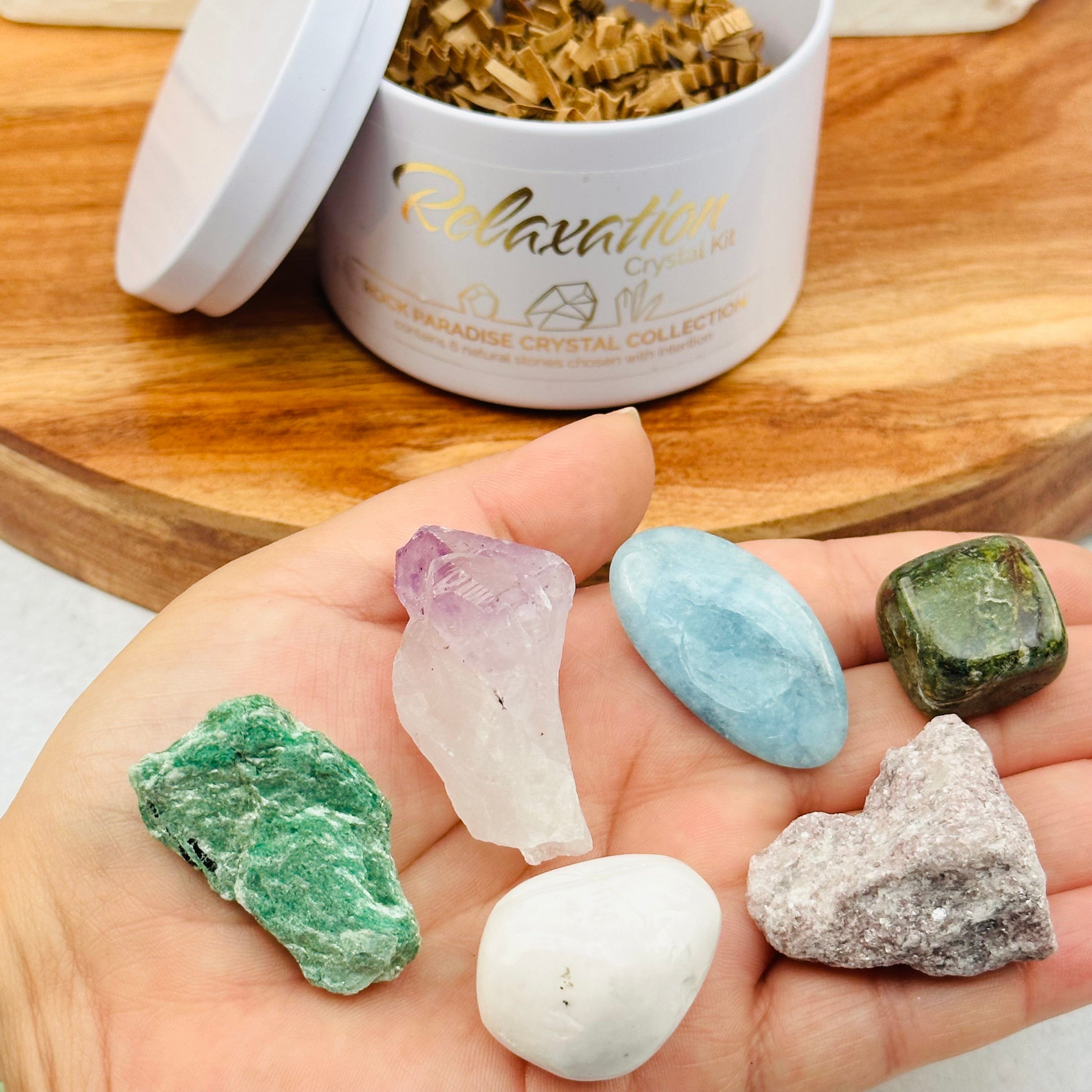 Relaxation Crystal Kit - Set of Stones - Tin Collection