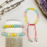 Crystal Pastel Multi Colored Opal Rondelle Bracelet - Slider Adjustable Closer