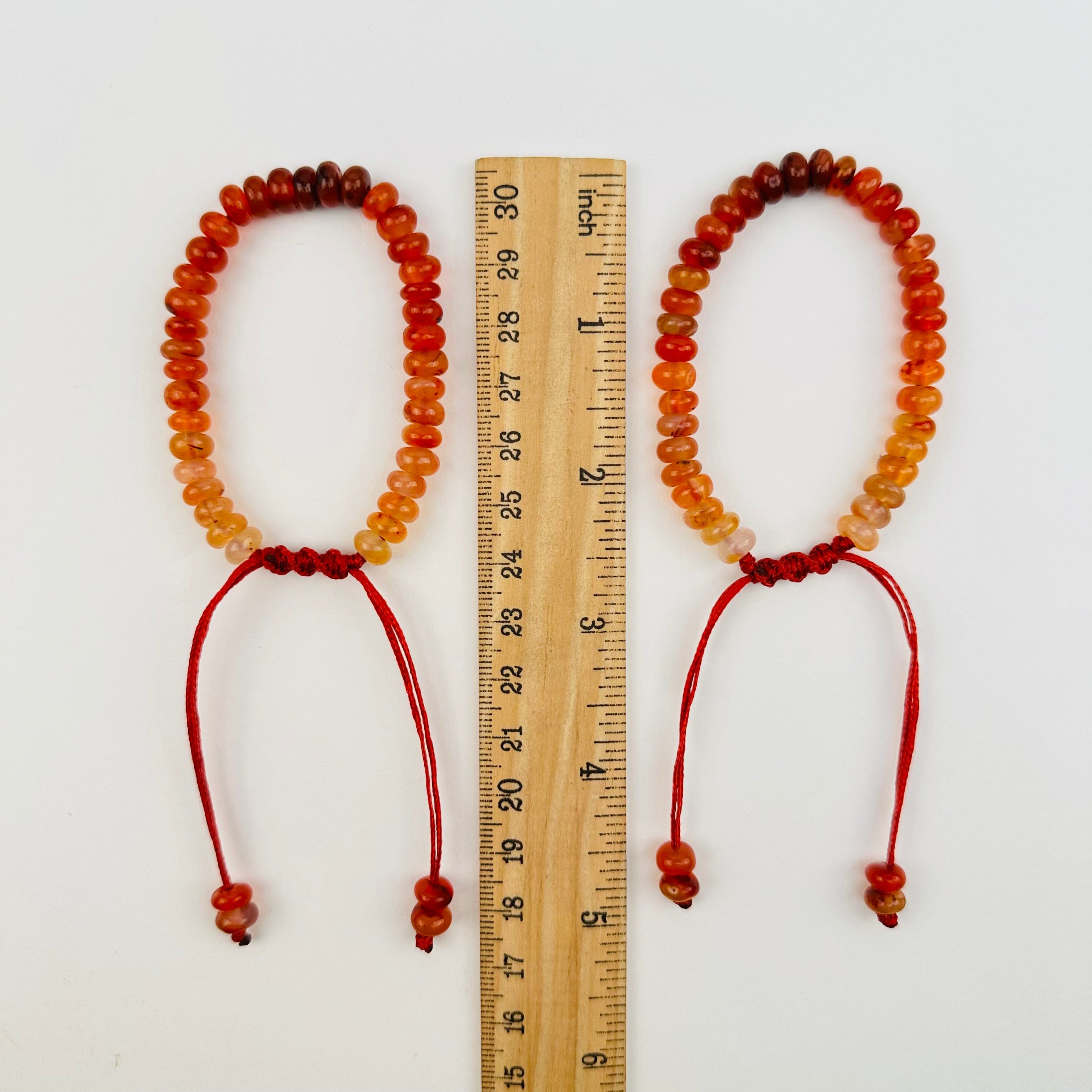 Crystal Carnelian Rondelle Bracelet - Slider Adjustable Closer