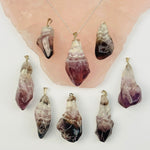 Chevron Amethyst Crystal Polished Point Pendant Charm