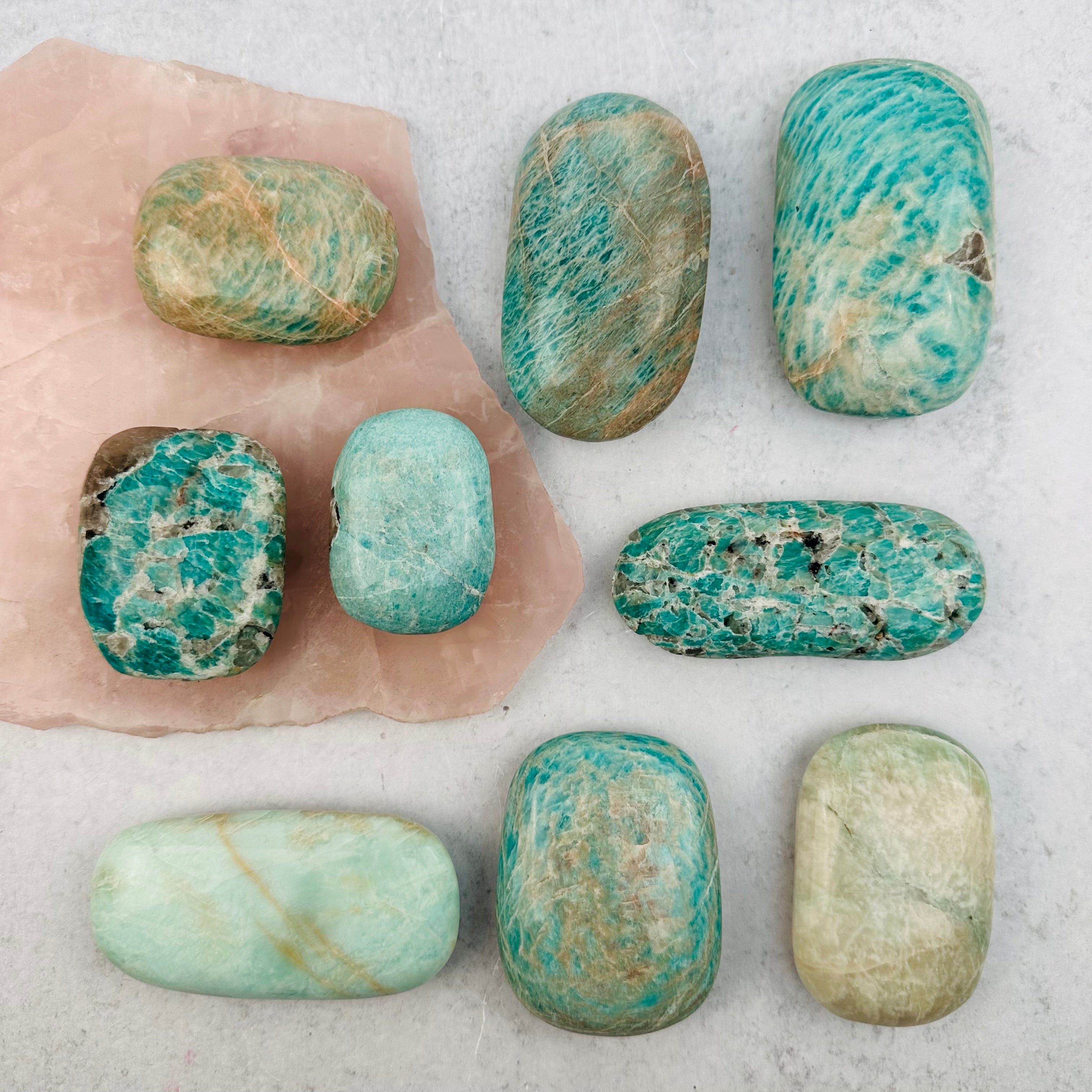 Amazonite Crystal Palm Pocket Stone - You Choose Weight