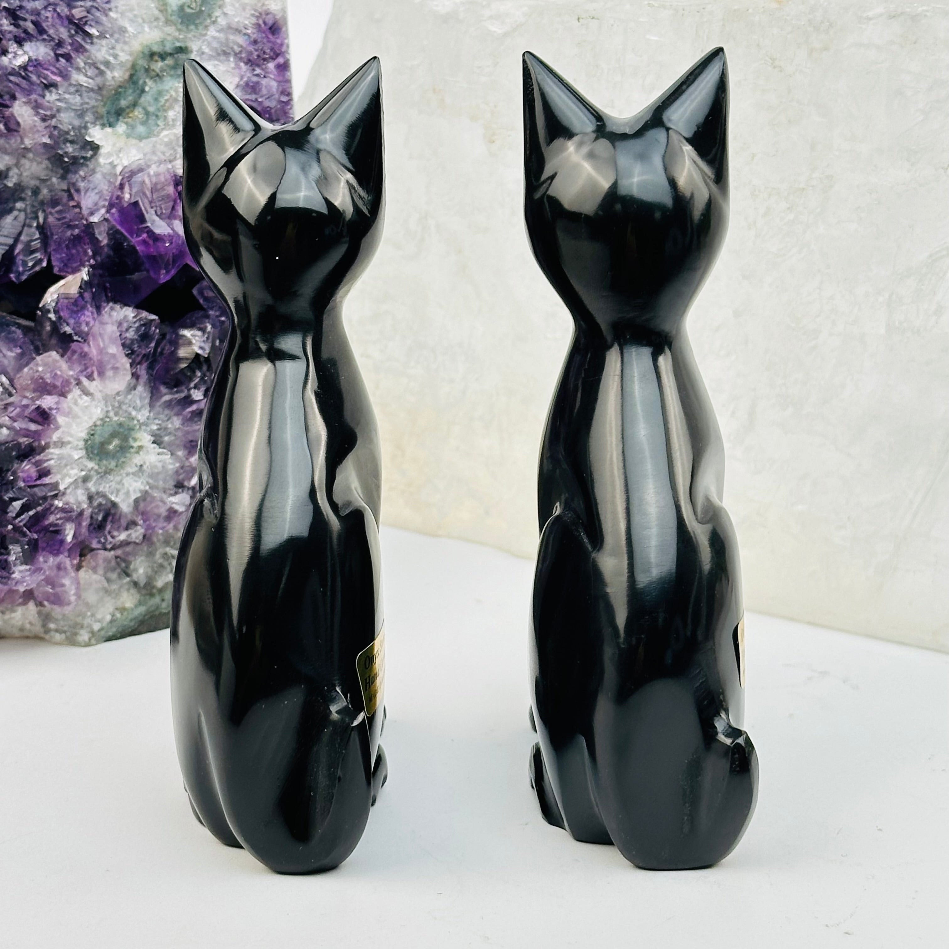 Black Onyx Hand Carved Crystal Cat