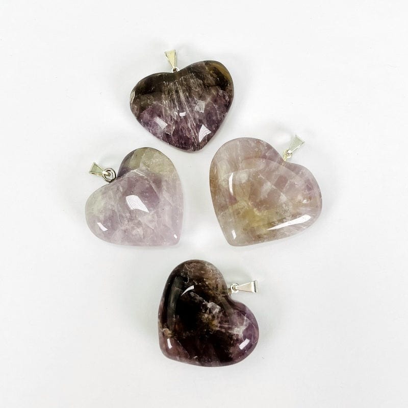 Gemstone Heart Pendants with Silver Toned Bail