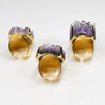 Amethyst Cluster Statement Adjustable Ring