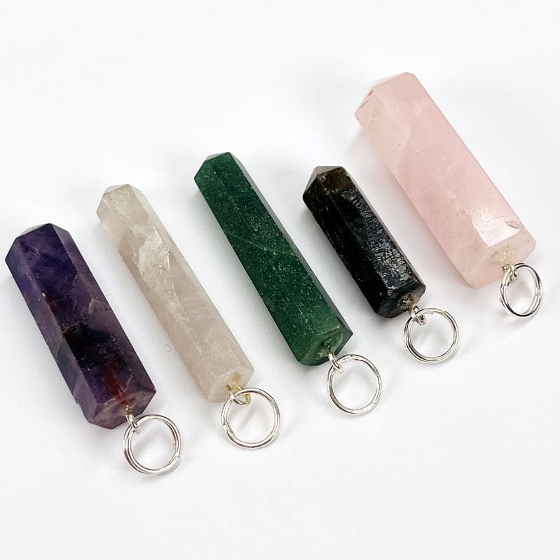 Gemstone Point Pendants with Silver Tone Circle Bail