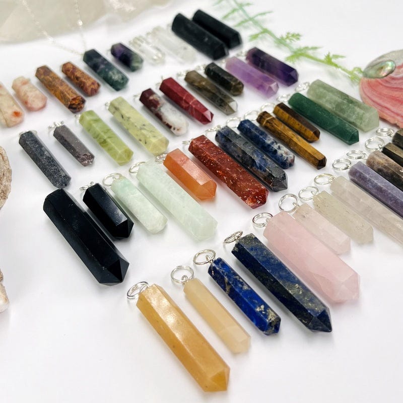 Gemstone Point Pendants with Silver Tone Circle Bail