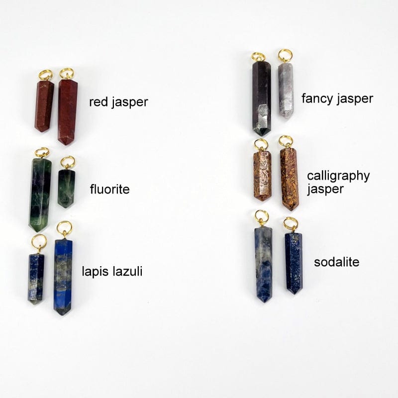 Gemstone Point Pendants with Gold Tone Circle Bail