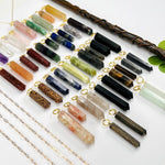 Gemstone Point Pendants with Gold Tone Circle Bail