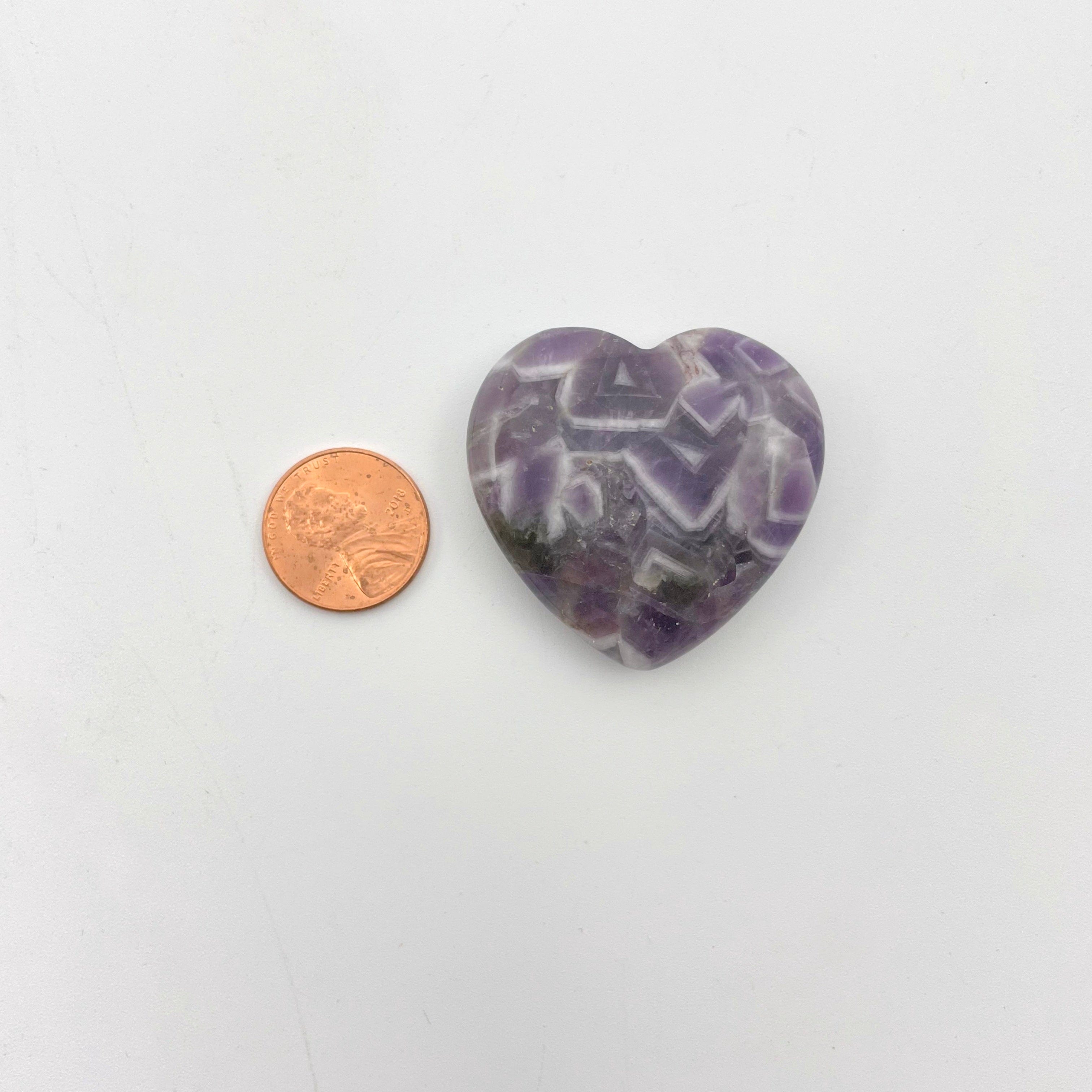 Chevron Amethyst Polished Crystal Hearts