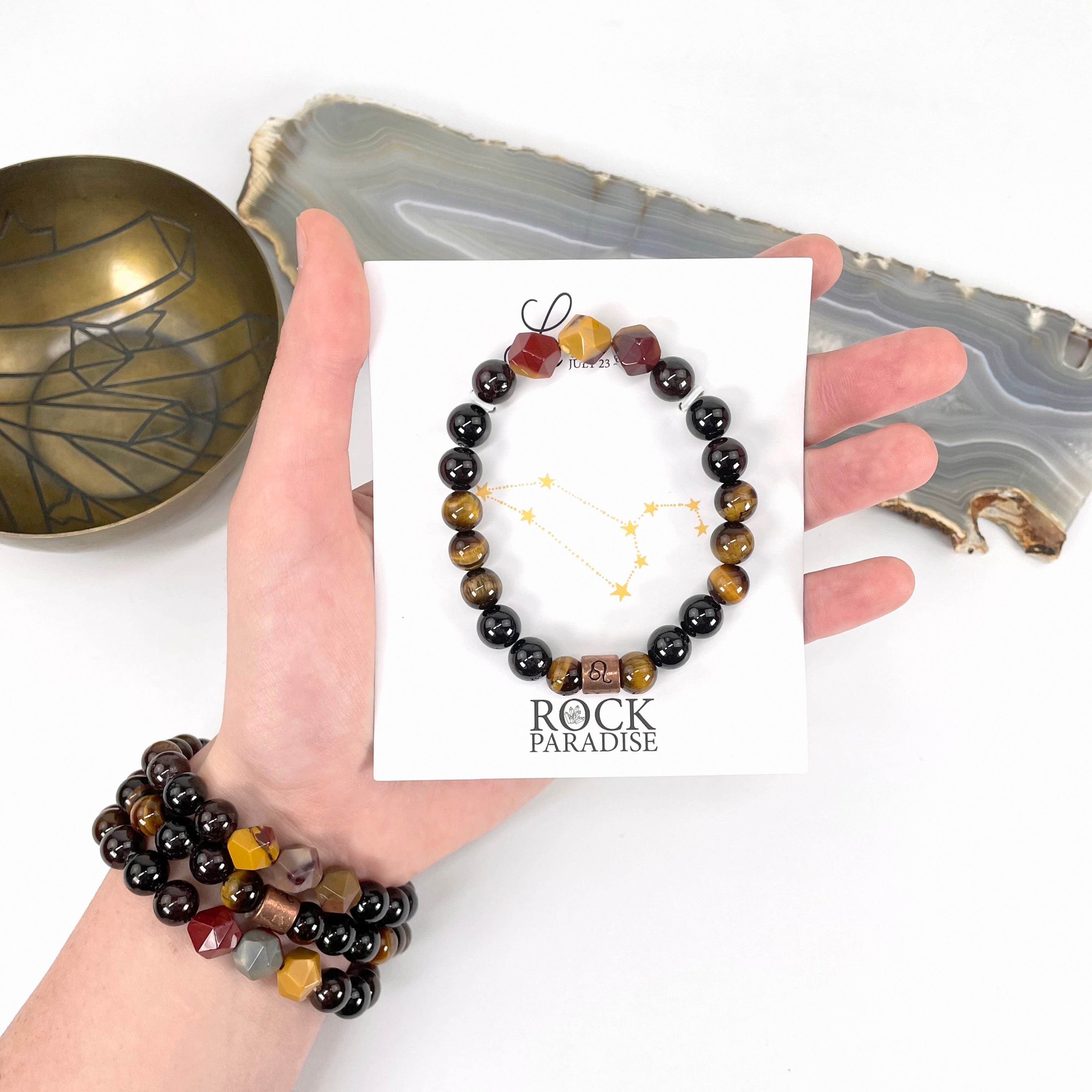 Leo Zodiac Gemstone Crystal Stretch Bracelet