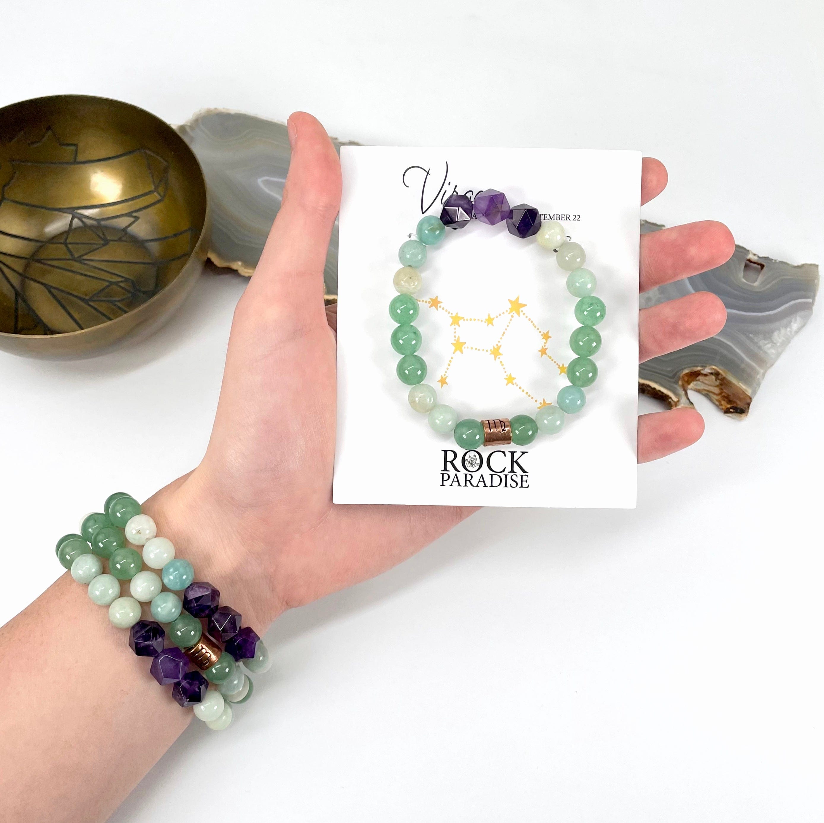 Virgo Zodiac Gemstone Crystal Stretch Bracelet