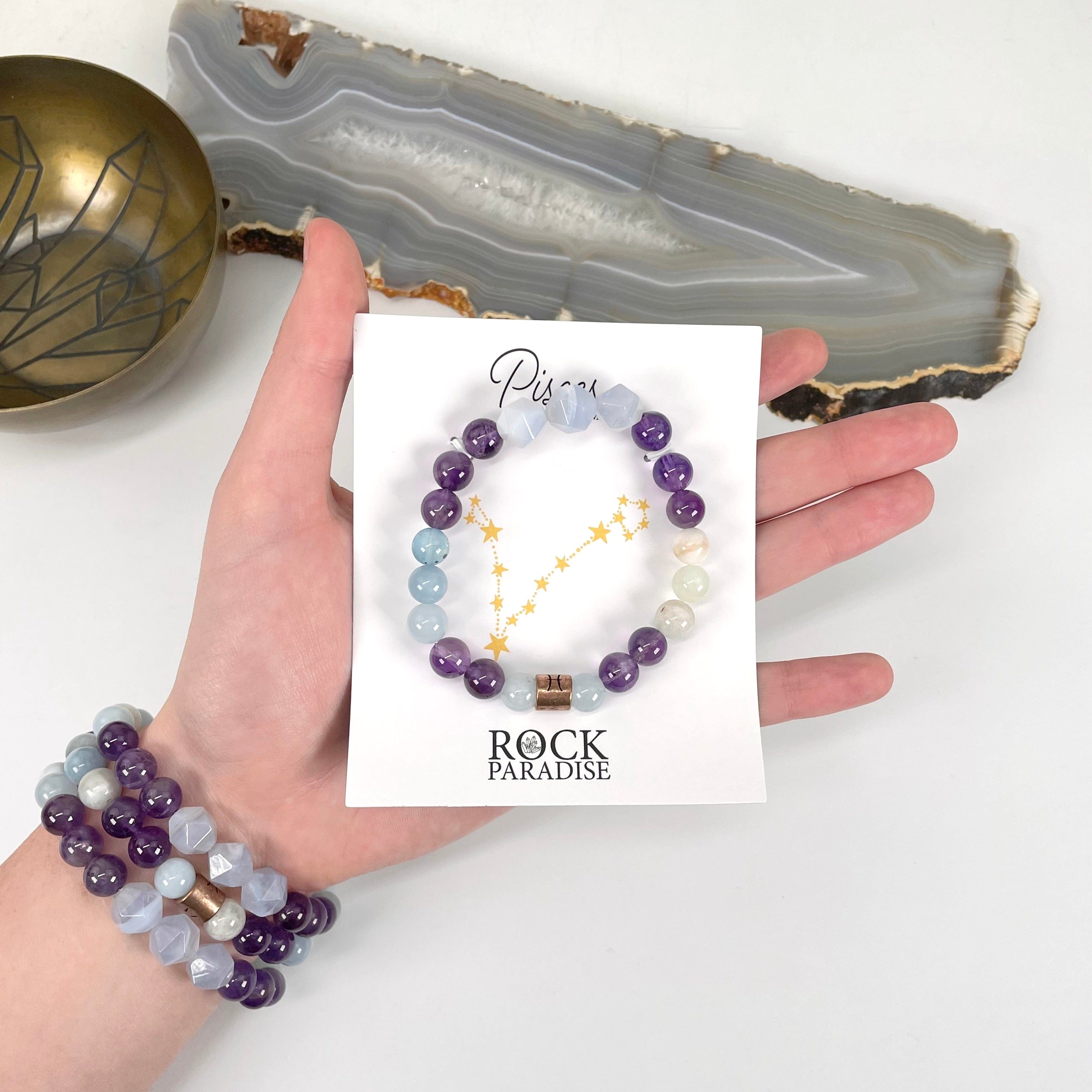 Pisces Zodiac Gemstone Crystal Stretch Bracelet