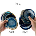 Agate Crystal Coasters 24k Gold or Silver Electroplated Edges - Set of 4 - Choose your Color