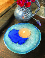 Agate Slab Candle Holder - Blue (RK2-106)