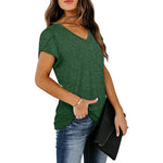 Solid V-Neck Short Sleeve T-Shirt