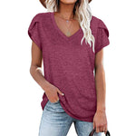 Solid V-Neck Short Sleeve T-Shirt