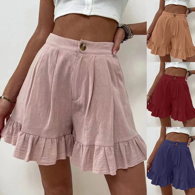 Women's High Waist Ruffle Shorts